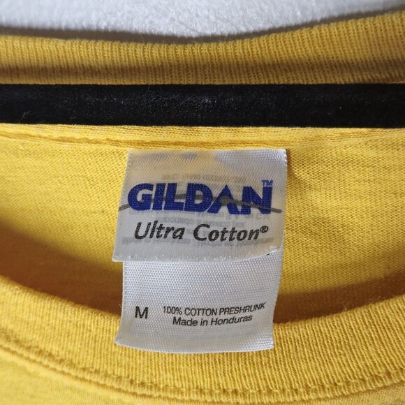 Vintage DARE Darren The Lion T-Shirt Yellow Mens Medium Face Gildan - Picture 5 of 6